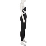Contrast Color Backless Sport Yoga Jumpsuit GPKJ-MR50562