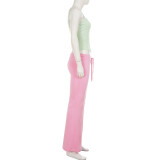 Solid Color Sling Top+Drawstring Pants 2 Piece Set GPKJ-MR50914