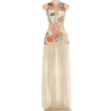 Sleeveless Patchwork Print Backless Maxi Dress GZJQ-K6D14196A