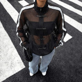 See Through Patchwork Loose Top GZJQ-K6L11389A