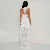Lace Patchwork Halterneck Mini Dress GZJQ-K6D13353A