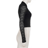 Long Sleeve Lace Patchwork Tops GPKJ-MR50704