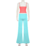Solid Color Sling Top+Drawstring Pants 2 Piece Set GPKJ-MR50914