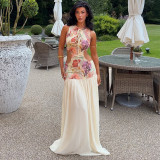 Sleeveless Patchwork Print Backless Maxi Dress GZJQ-K6D14196A