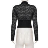 Long Sleeve Lace Patchwork Tops GPKJ-MR50704