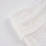 Lace Sequin Backless Two Piece Shorts Set GPKJ-MR49289