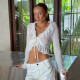 Solid Color Ruffles Tie Up Tops GPKJ-MR50547