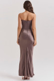 Satin Ruched Slim Tube Top Dress GWDS-250879-1