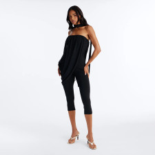 Mesh Patchwork Tube Top Jumpsuit(With Scarf)GDSF-Q26JP134