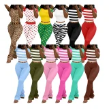 Print Short Sleeve Tops Two Piece Pants Set QXLB-XRB-SDQU56