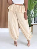 Stripe Print Ruffles Loose Pants ZDF-33533