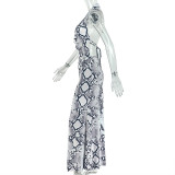 Snake Print Sleeveless Backless Maxi Dress GJYO-JD305685