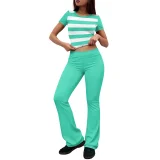 Print Short Sleeve Tops Two Piece Pants Set QXLB-XRB-SDQU56
