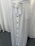Sleeveless Single Breasted Shirt Dress(With Belt) GWDS-260615