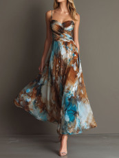 Sexy Print Slim Sling Maxi Dress GWDS-260612