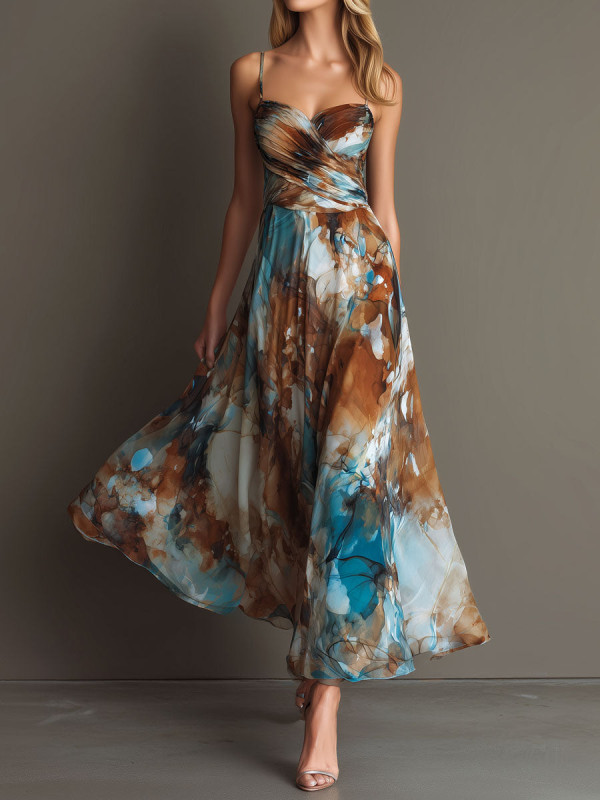 Sexy Print Slim Sling Maxi Dress GWDS-260612