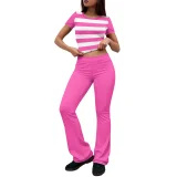 Print Short Sleeve Tops Two Piece Pants Set QXLB-XRB-SDQU56