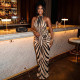 Stripe Print Sleeveless Backless Maxi Dress GJYO-JD305667