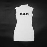 Letter Print Sleeveless Mini Dress GDSF-D26DS255