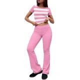 Print Short Sleeve Tops Two Piece Pants Set QXLB-XRB-SDQU56