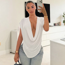 Deep V Neck Sleeveless Tops GDSF-J26TP303