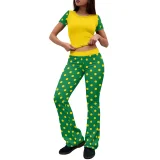 Print Short Sleeve Tops Two Piece Pants Set QXLB-XRB-SDQU56