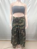 Plus Size Camouflage Print Wide Leg Jeans GAKF-60602