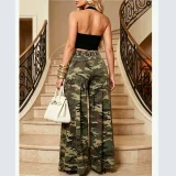Plus Size Camouflage Print Wide Leg Jeans GAKF-60602