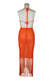 Halterneck Beaded  Knits Beach Maxi Dress ZSD-0359
