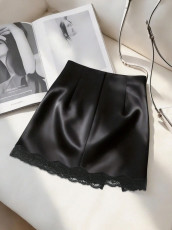 Lace Patchwork Satin Mini Skirt GSRX-989