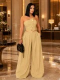 Solid Color Wrap Chest Top Wide Leg Pants Suit ZSD-0785