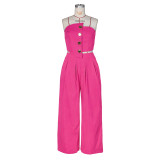 Solid Color Wrap Chest Top Wide Leg Pants Suit ZSD-0785