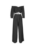 Solid Color Off Shoulder Two Piece Pants Set HNIF-SY046