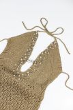 Halterneck Beaded  Knits Beach Maxi Dress ZSD-0359