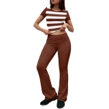 Print Short Sleeve Tops Two Piece Pants Set QXLB-XRB-SDQU56