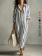 Casual Stripe Long Sleeve Shirt Dress GSRX-981