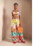 Print Crop Top Wide Leg Pants 2 Piece Set GQLK-6689