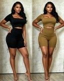 Solid Color Hollow Out Romper GADE-5641
