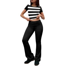 Print Short Sleeve Tops Two Piece Pants Set QXLB-XRB-SDQU56