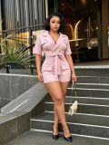 Short Sleeve Tie Up Romper GADE-5257