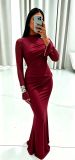 Sleeveless Mesh Ruched Maxi Dress GADE-9786