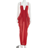 Sleeveless Mesh Patchwork Sling Bodysuit Dress GSZM-Q26DS120