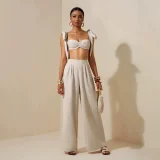 Print Crop Top Wide Leg Pants 2 Piece Set GQLK-6689