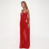 Sleeveless Mesh Patchwork Sling Bodysuit Dress GSZM-Q26DS120