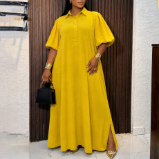 Plus Size Solid Color Loose Long Dress GCZF-8668