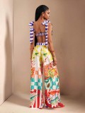 Print Crop Top Wide Leg Pants 2 Piece Set GQLK-6689