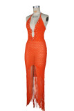 Halterneck Beaded  Knits Beach Maxi Dress ZSD-0359