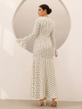 Polka Dot Print Long Sleeve Maxi Dress GSRX-986