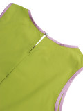 Contrast Color Sleeveless Midi Dress HNIF-MC039