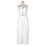 Solid Color Wrap Chest Top Wide Leg Pants Suit ZSD-0785